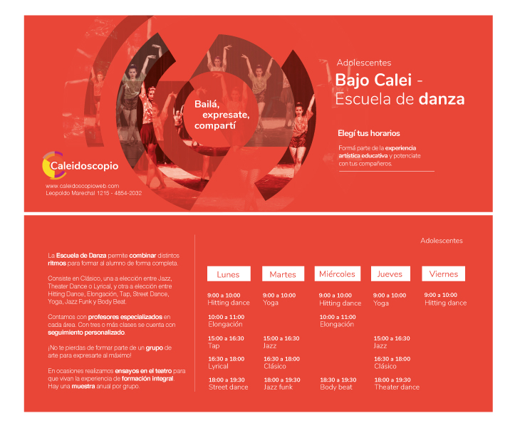 Folleto de danza adolescentes